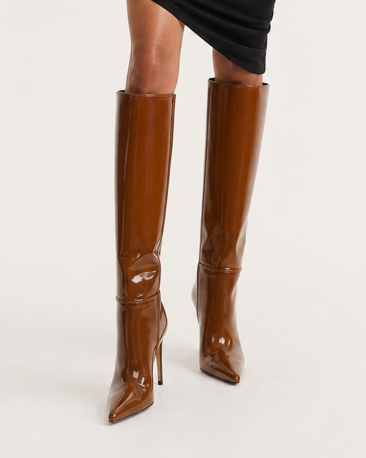 Divina Patent Leather Straight-Shaft Boots