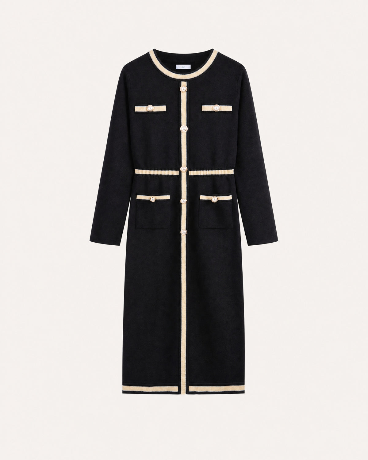 Classic Elegant Knit Little Black Dress Long Sleeve