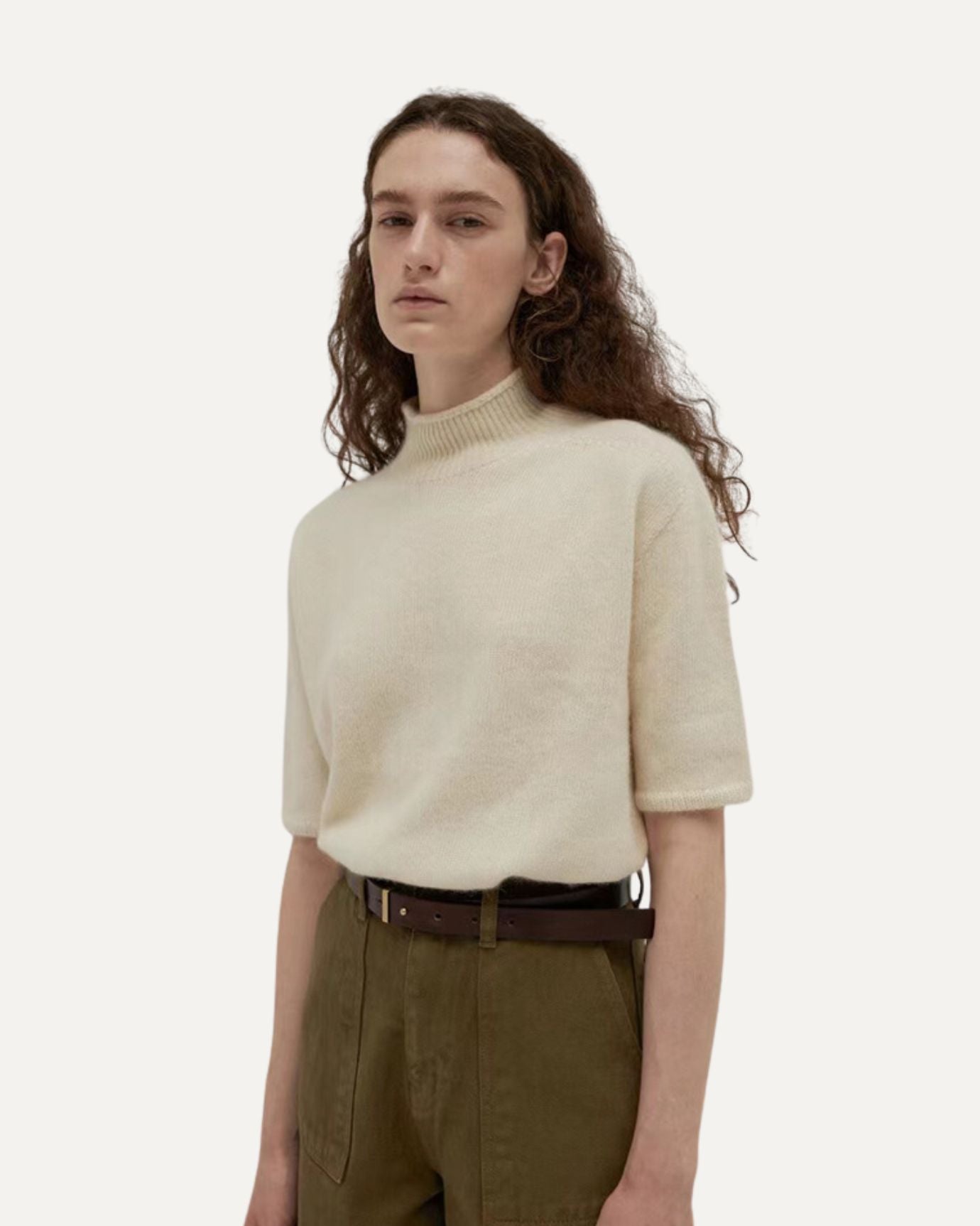 Wool Tee Sweater Half Collar