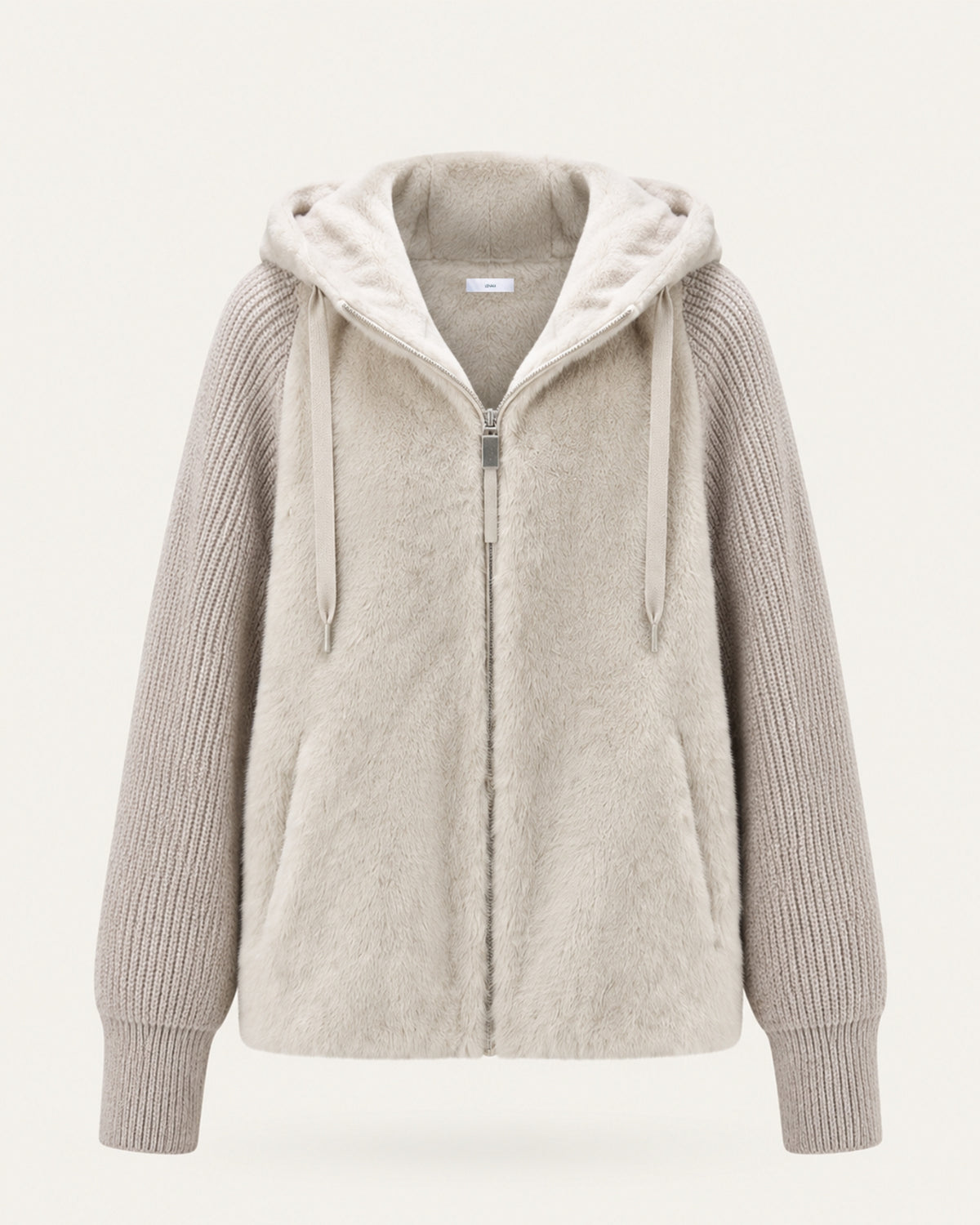 Heavyweight Hooded Knit Mink Down Coat