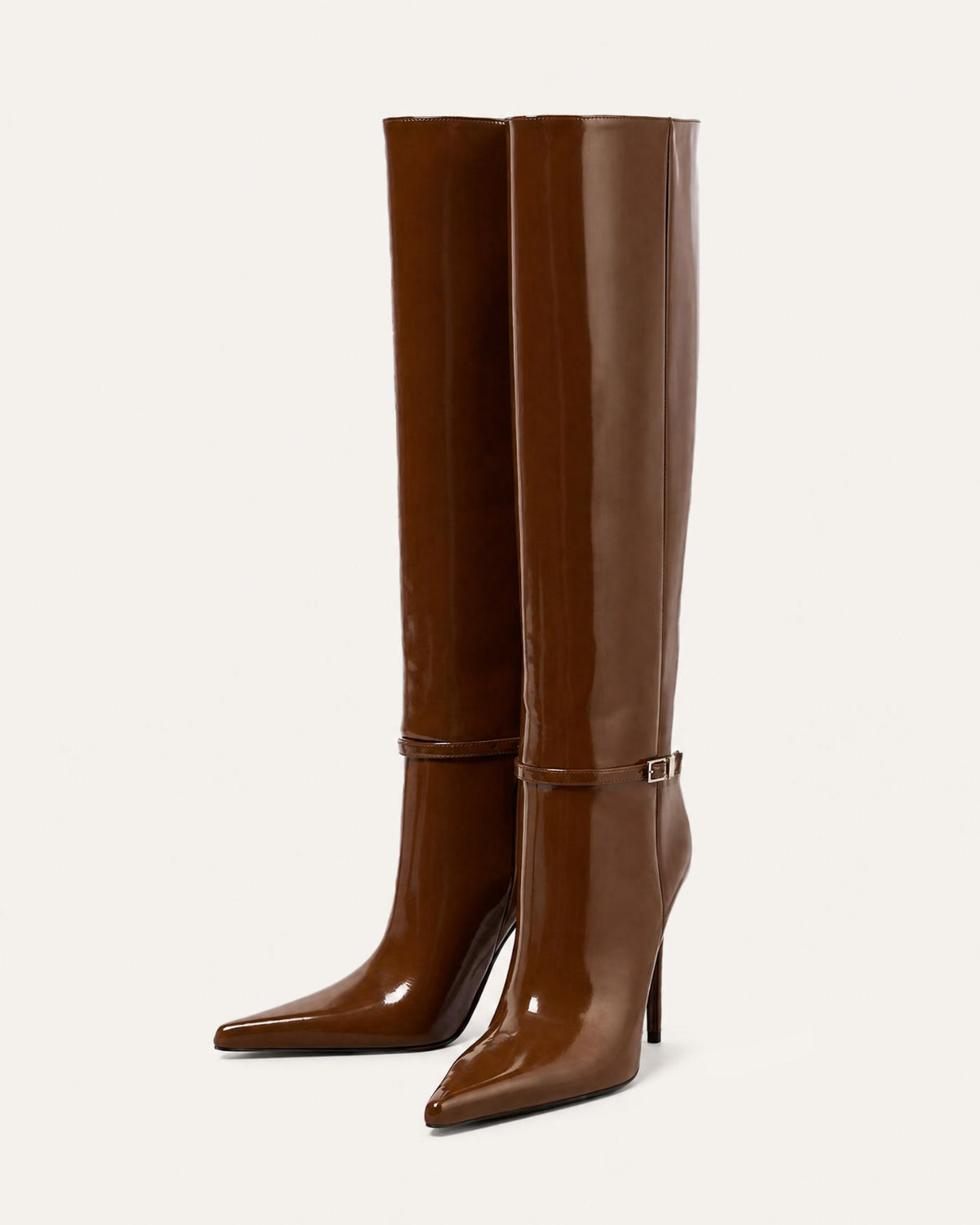 Divina Patent Leather Straight-Shaft Boots