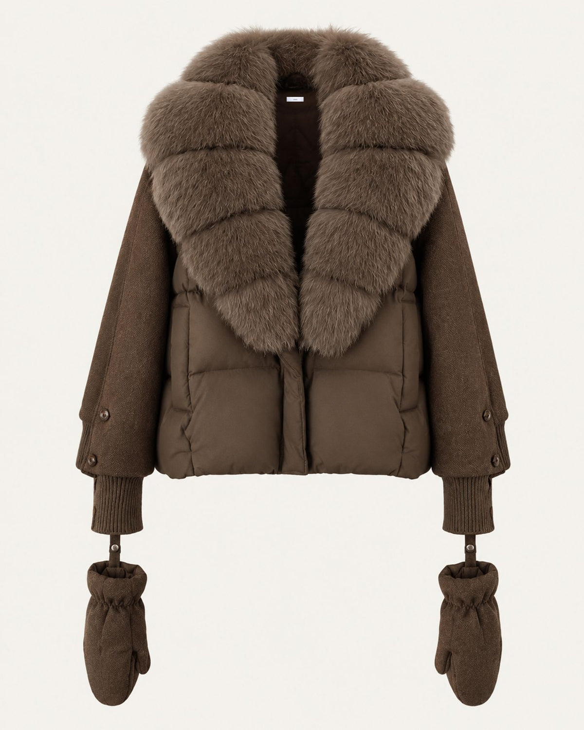 NY Duck Down Puffer Jacket with Detachable Fox Fur Collar