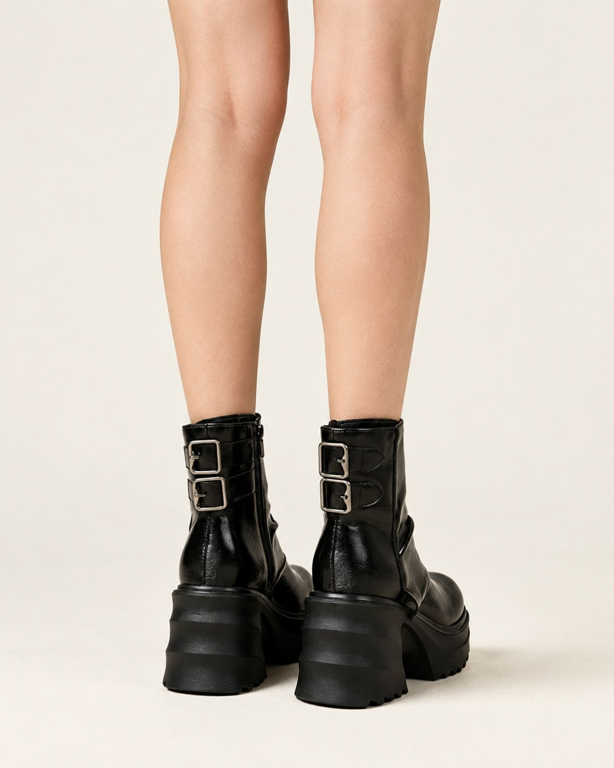 Platform Block Heel Lace-Up Combat Boots