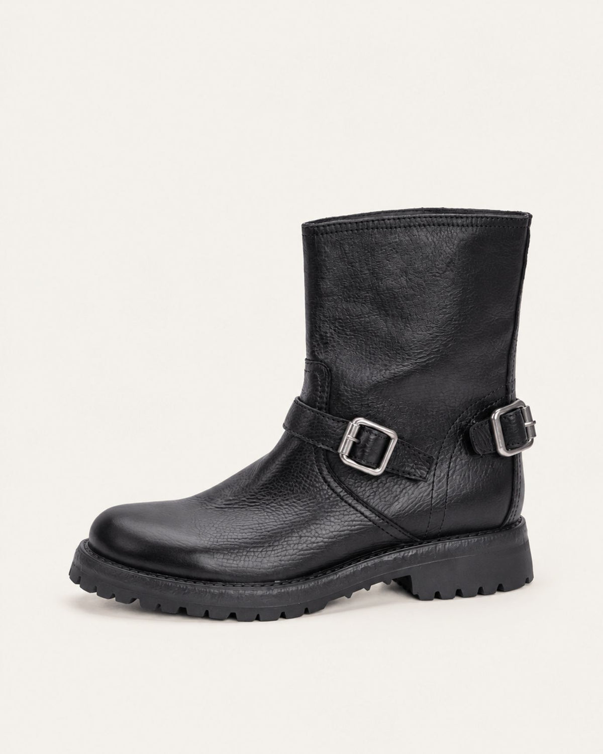Retro Distressed Leather Half-Zip Boots