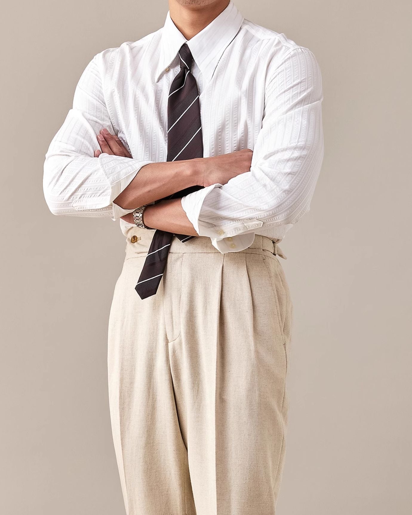 Business Trousers Cotton & Linen Blend