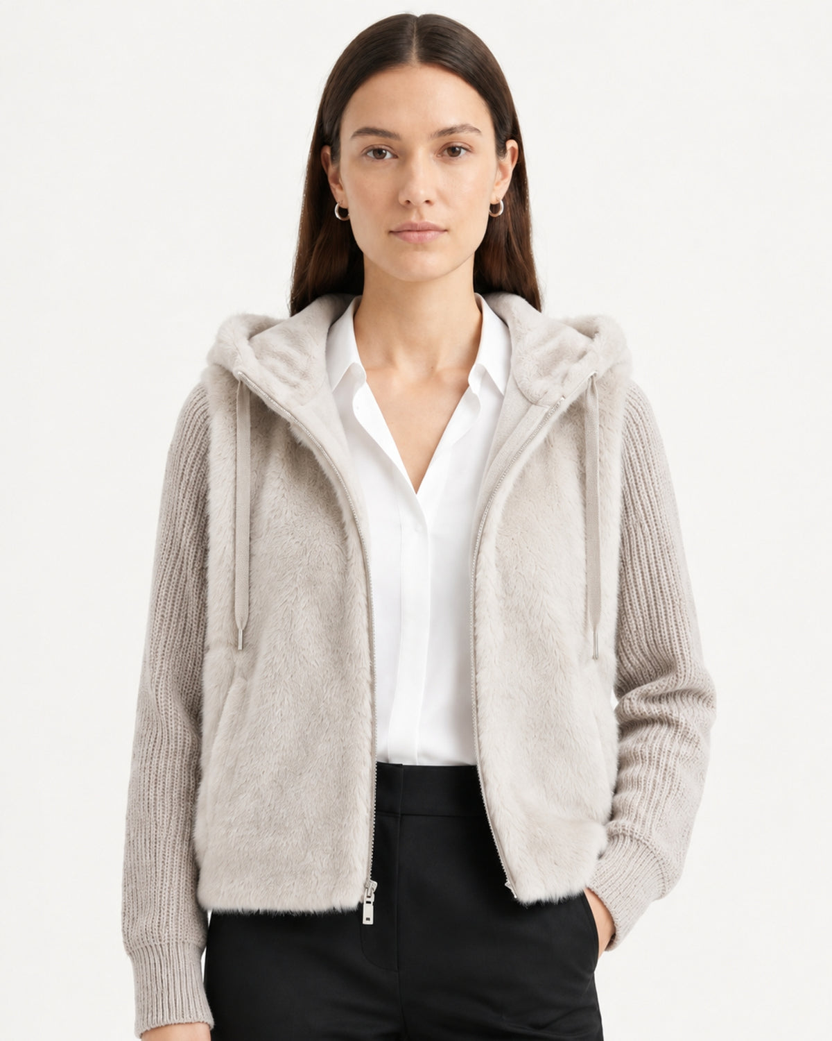 Heavyweight Hooded Knit Mink Down Coat