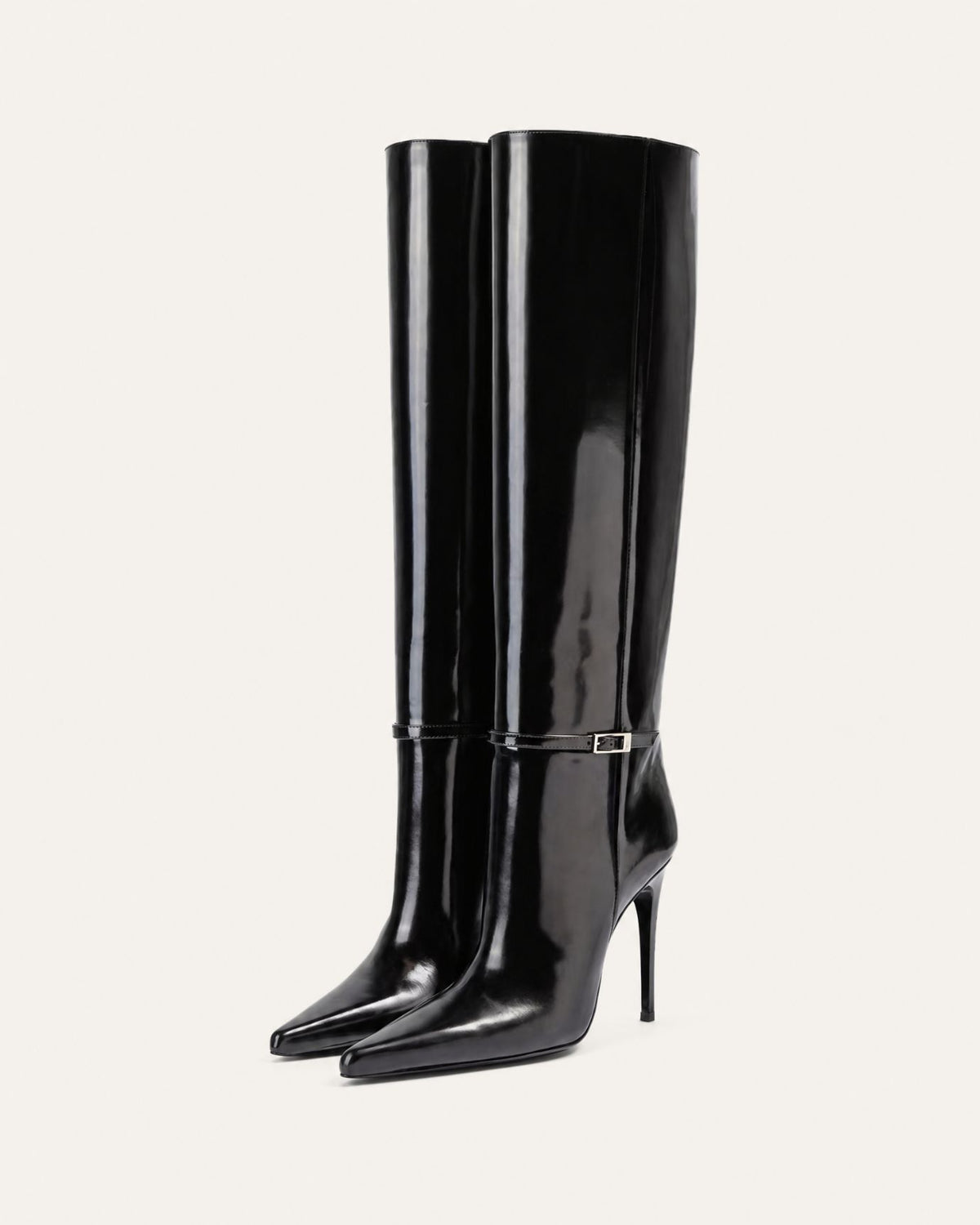 Divina Patent Leather Straight-Shaft Boots
