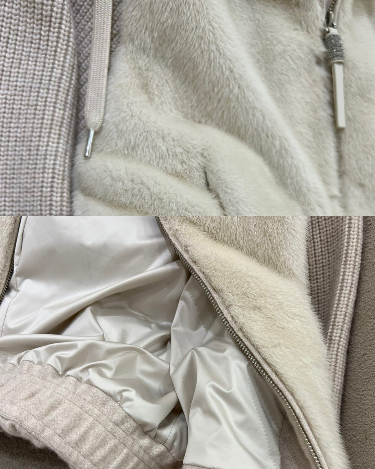 Heavyweight Hooded Knit Mink Down Coat