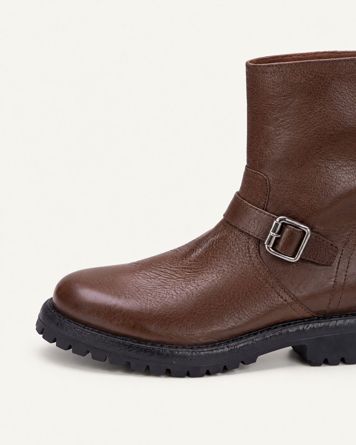 Retro Distressed Leather Half-Zip Boots