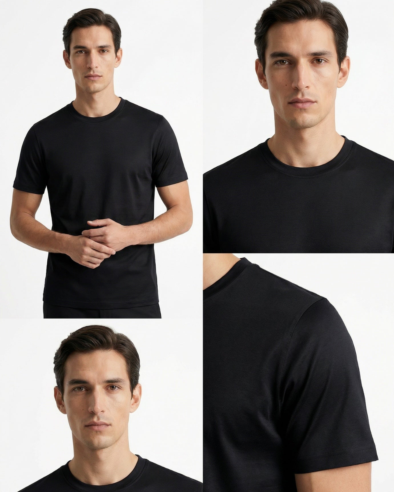 High End Mercerized Cotton Silky Black T-Shirt