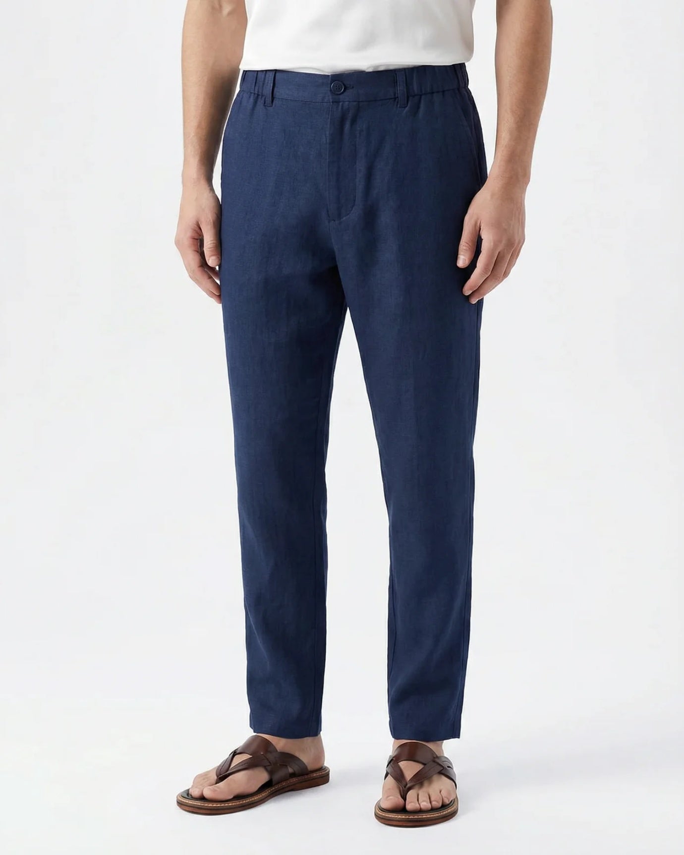 Marbella Linen Trousers –  Elastic Waist Relaxed Fit