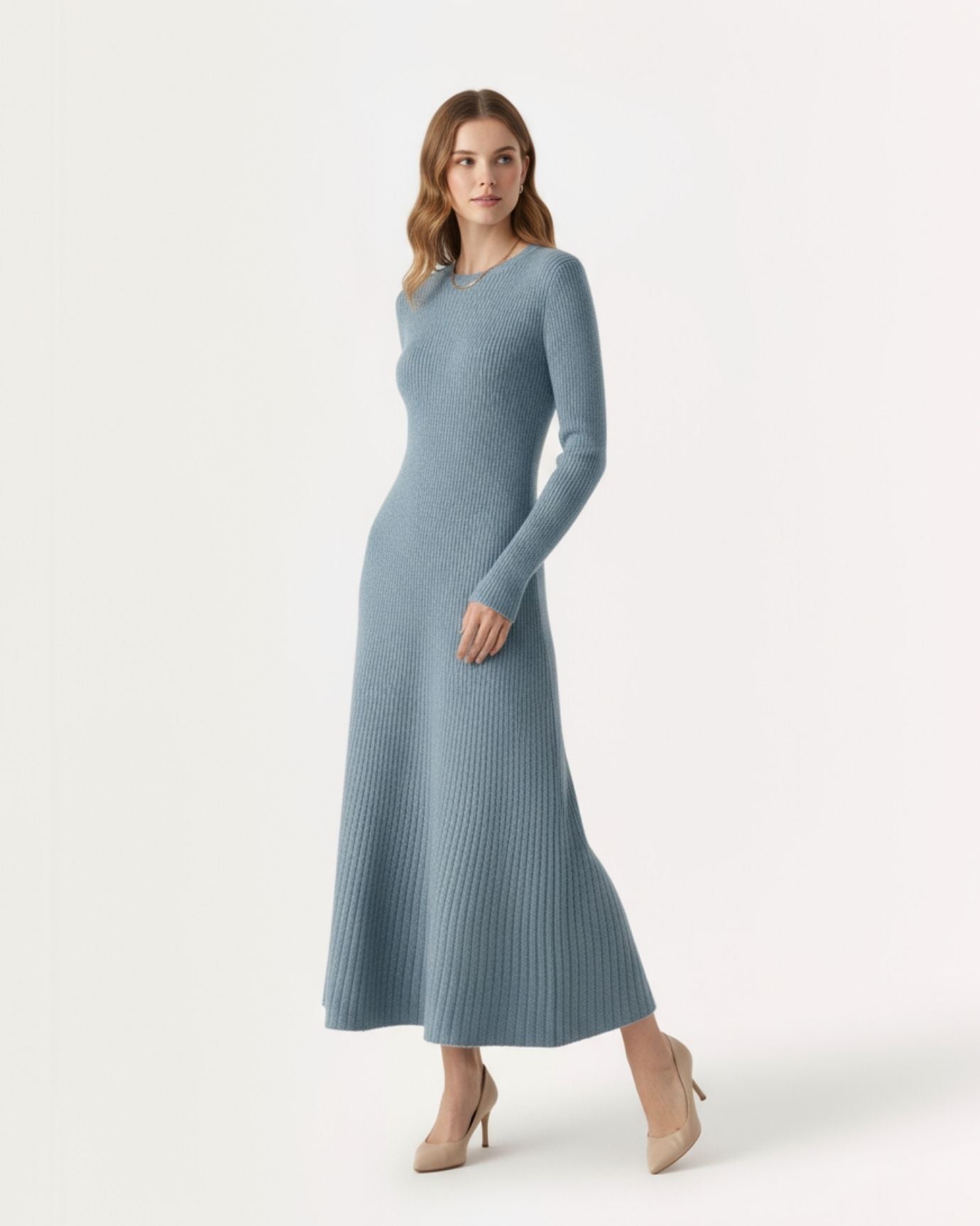 Woman Wool Dress Old Money Style