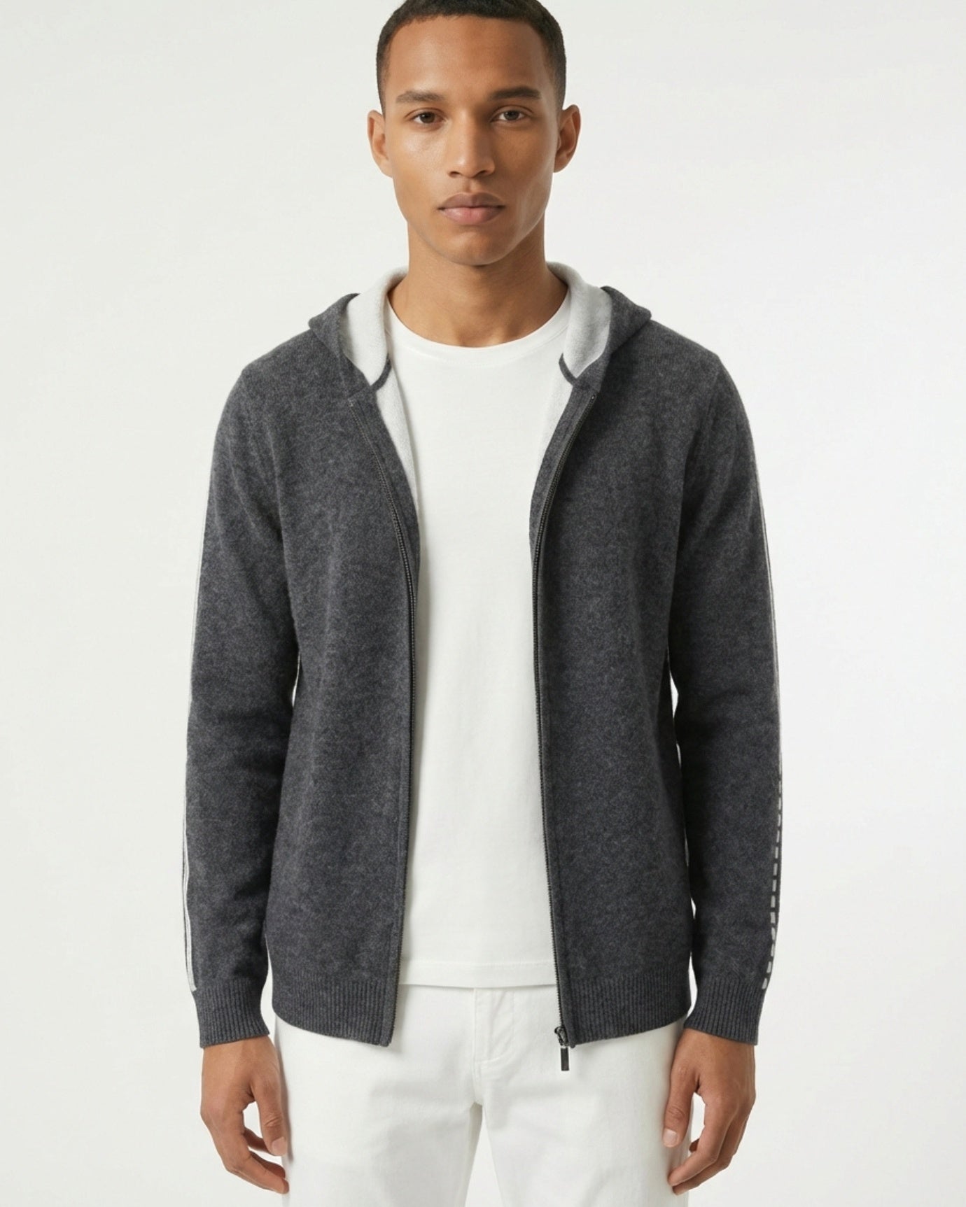 Cárdigan con cremallera y capucha de cachemira, edición limitada