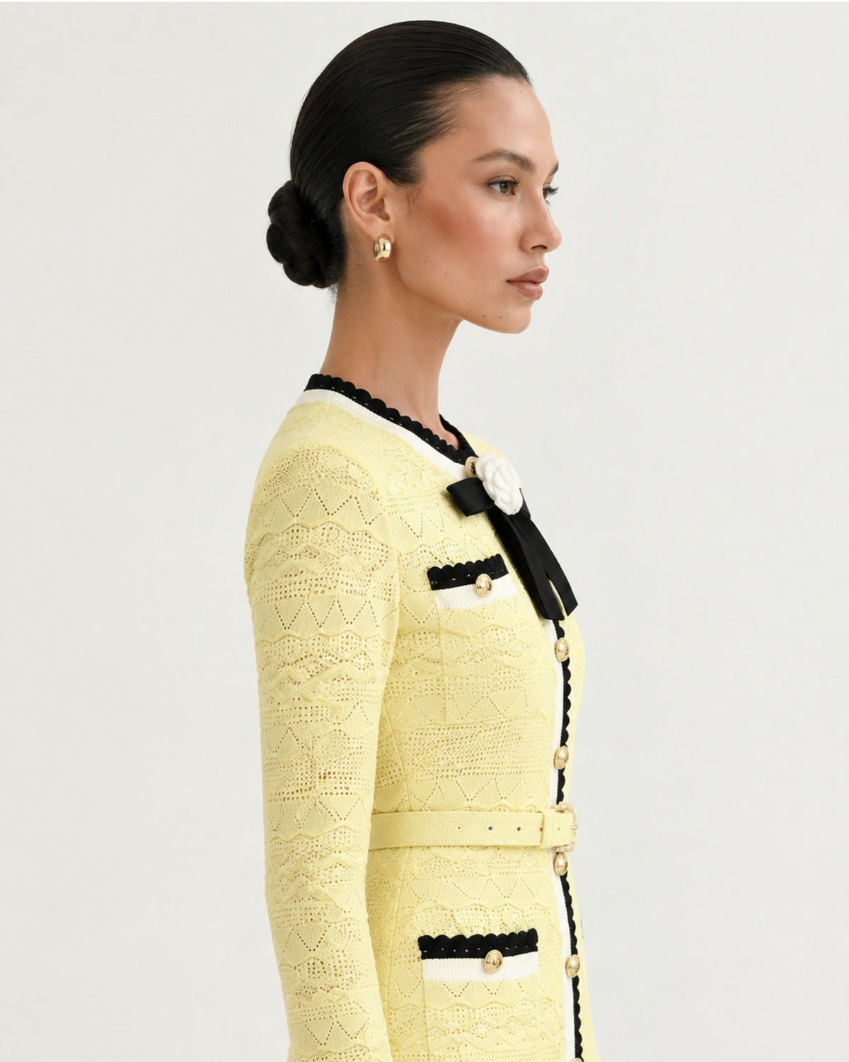 Diva Slim-Fit Floral Knit Crewneck Dress