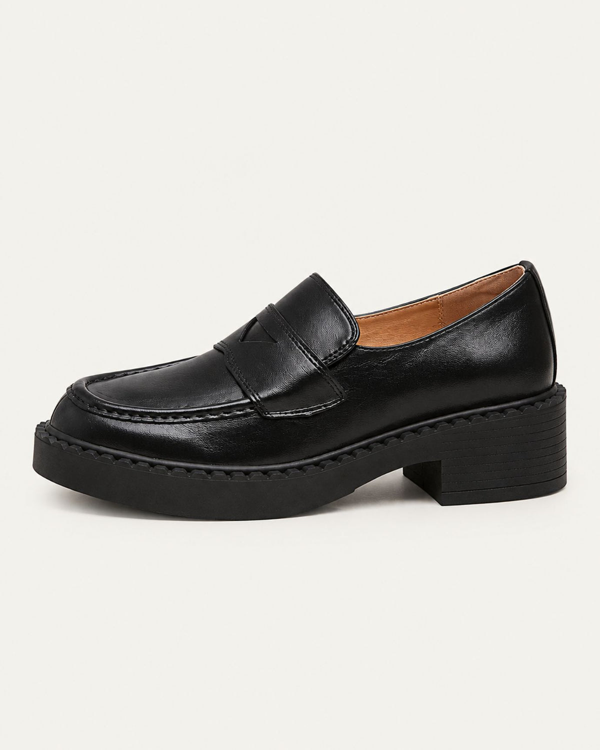 Zira Retro Leather Lug Sole Loafers