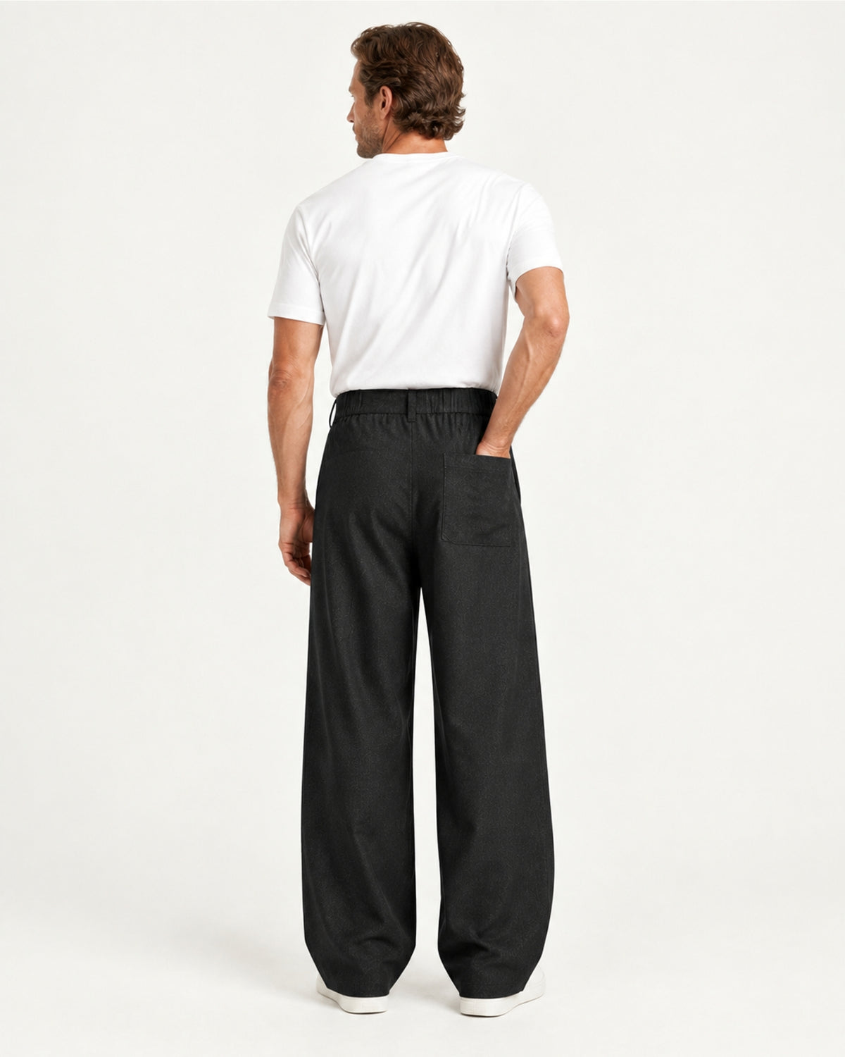 Pleated Barrel-Leg Straight Trousers