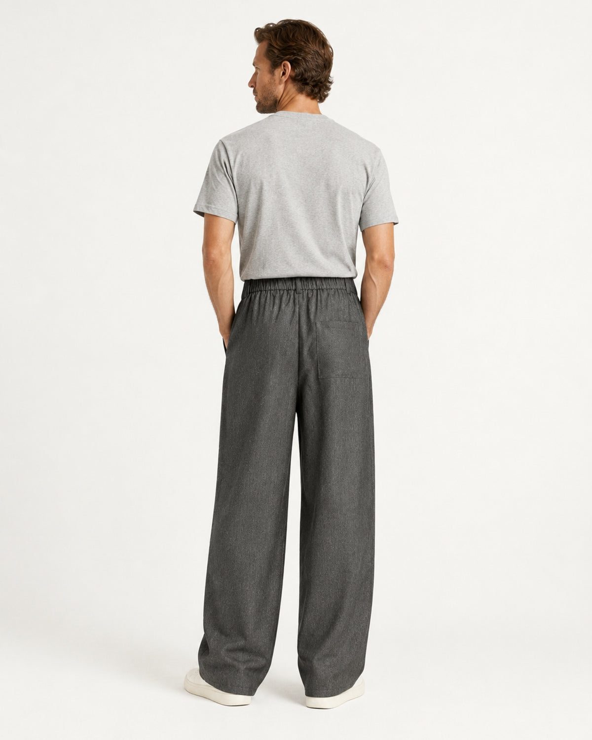 Pleated Barrel-Leg Straight Trousers