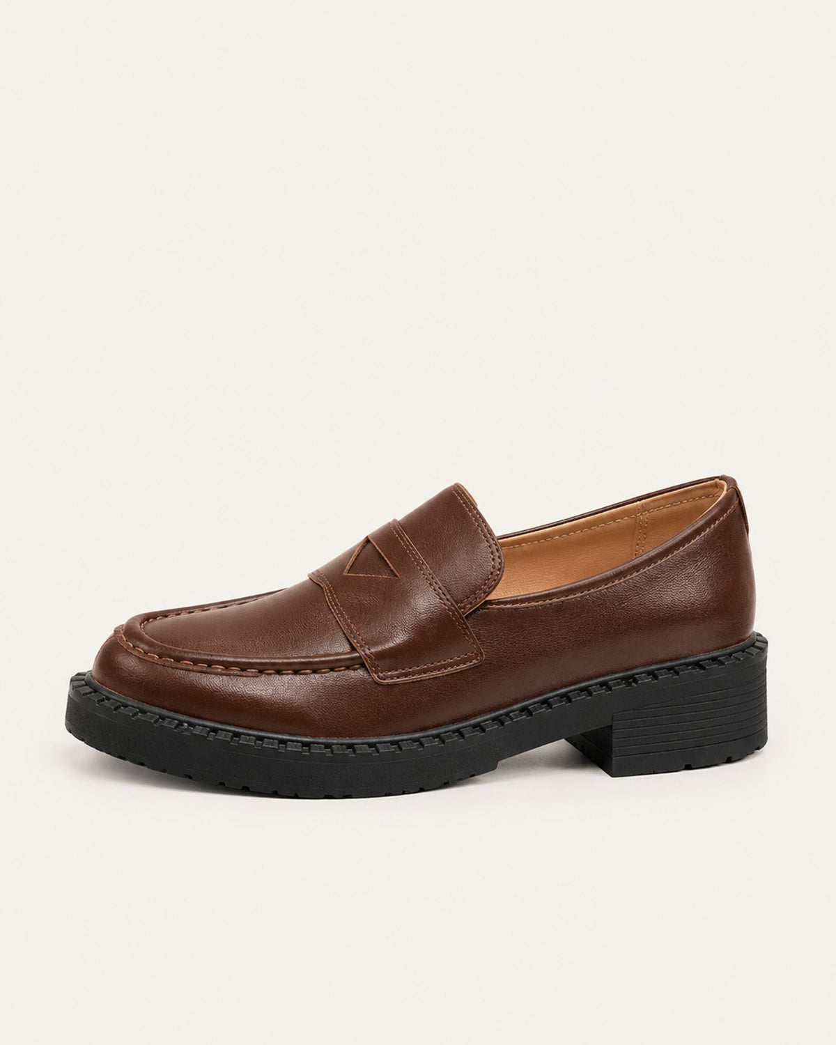 Zira Retro Leather Lug Sole Loafers