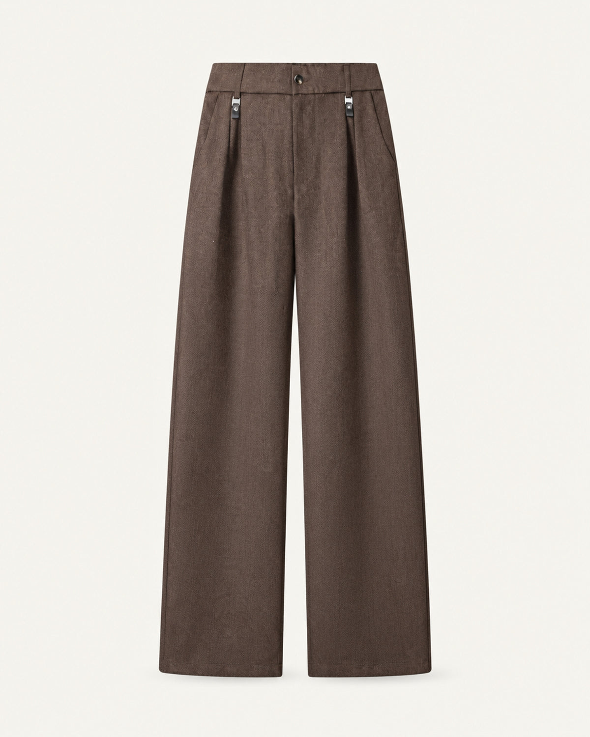 Pleated Barrel-Leg Straight Trousers