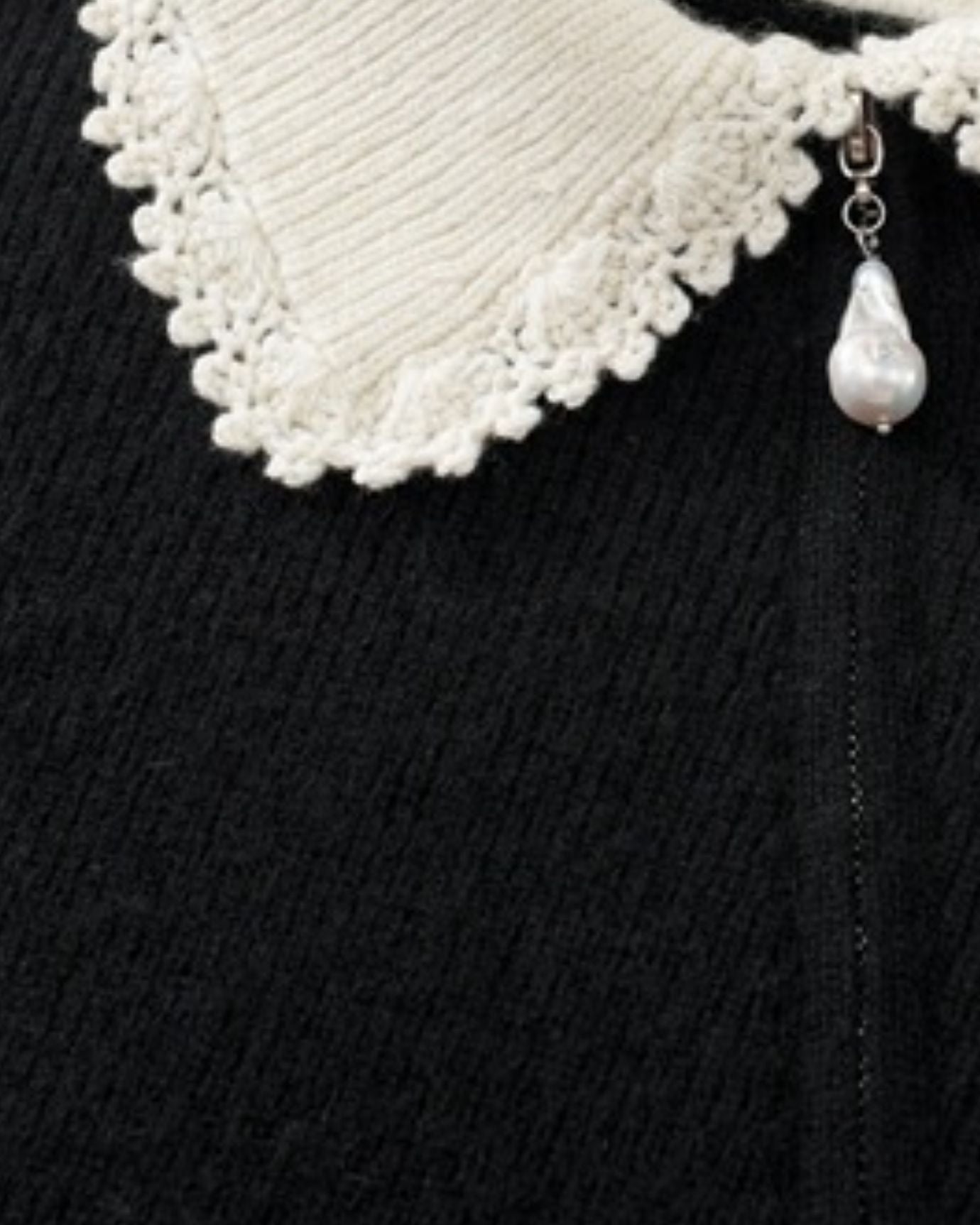 Classic cashmere sweater jacket with decorative pearls
