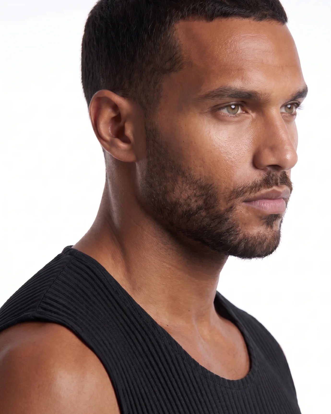 High-End Pleated Black Vest T-shirt