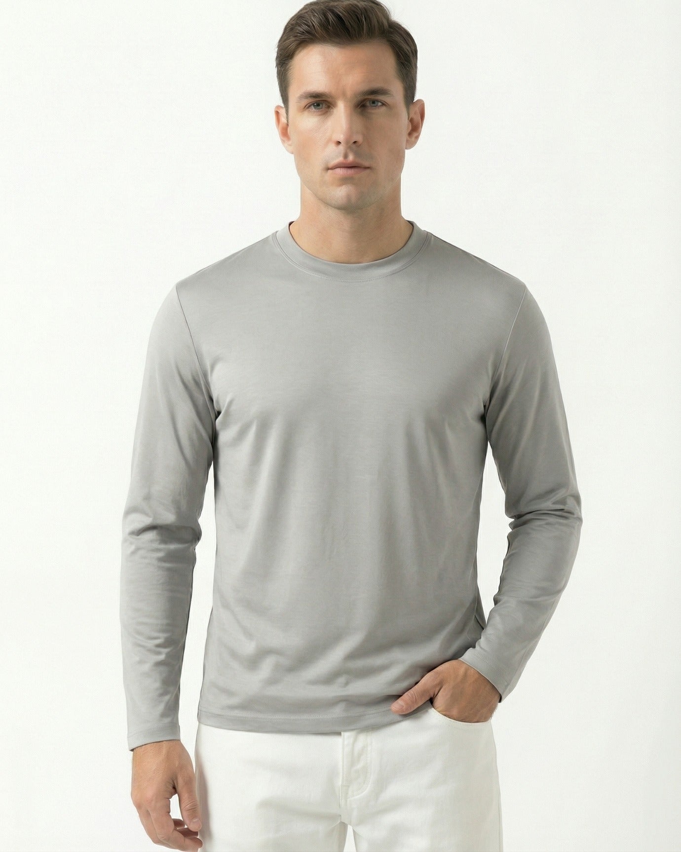 High-End Double Mercerized Lyocell Cotton Long Sleeve T-Shirt