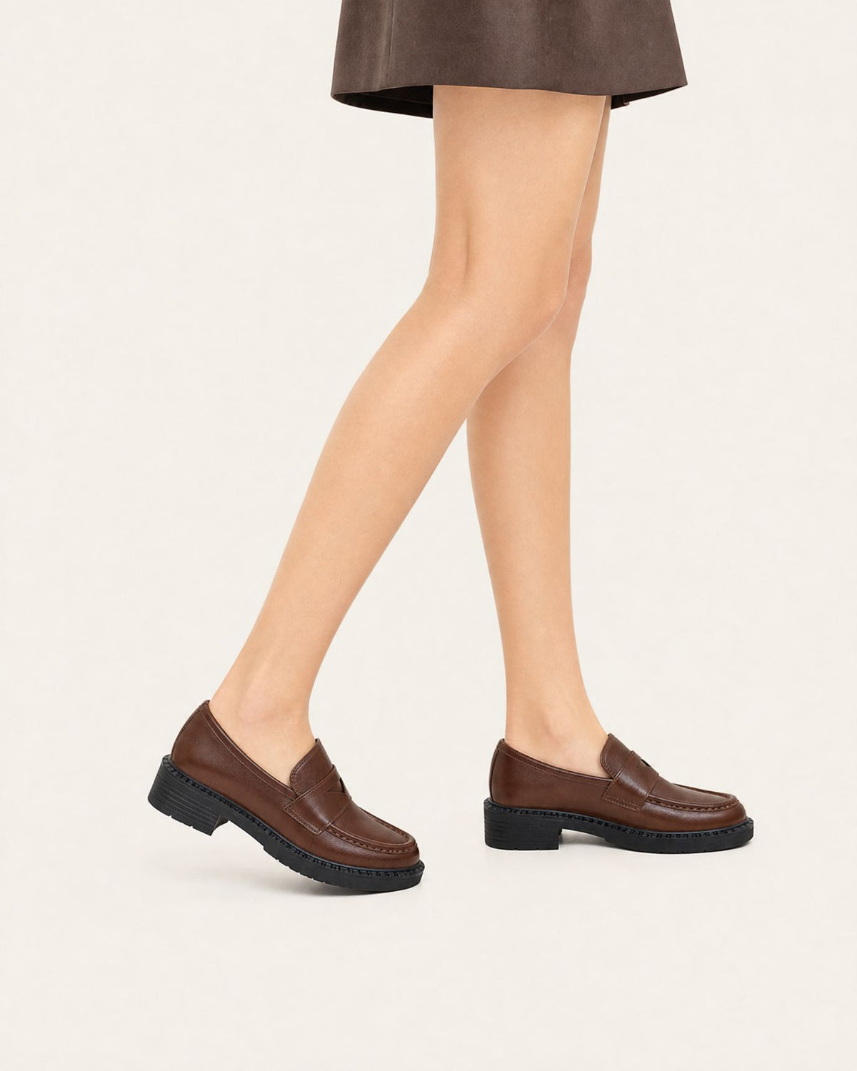Zira Retro Leather Lug Sole Loafers