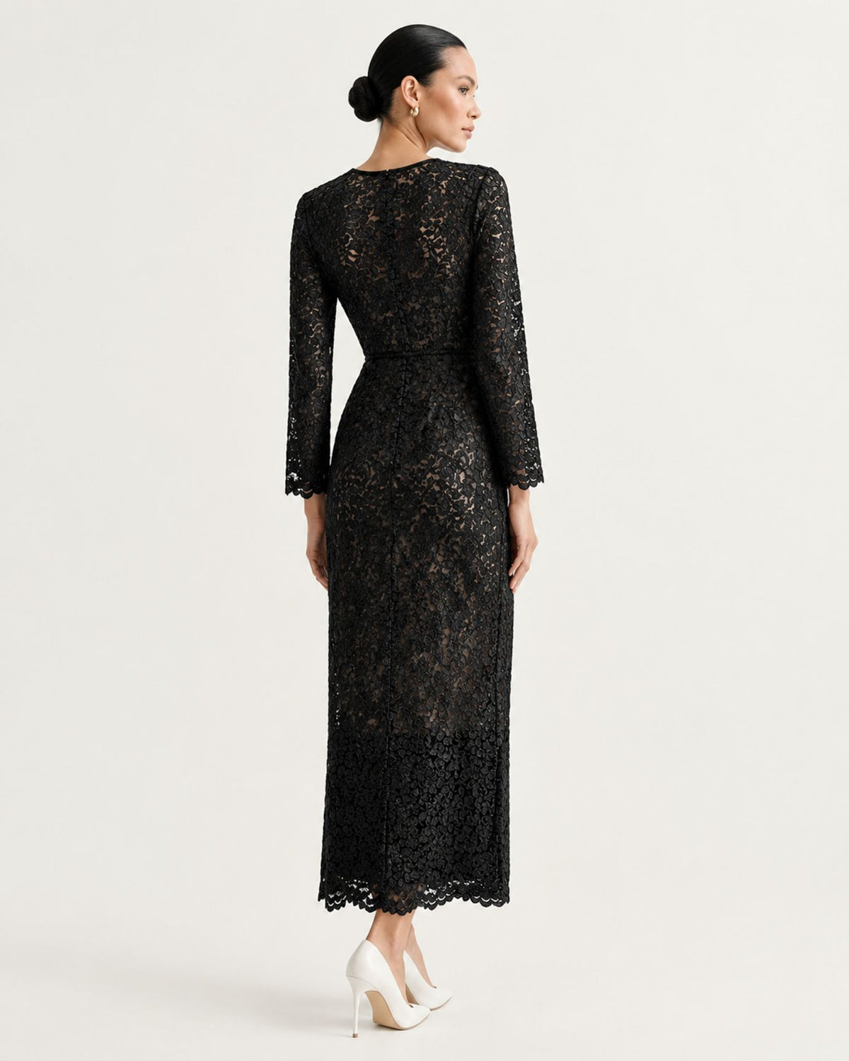 Zoey Tailored V-Neck Lace Evening Dress