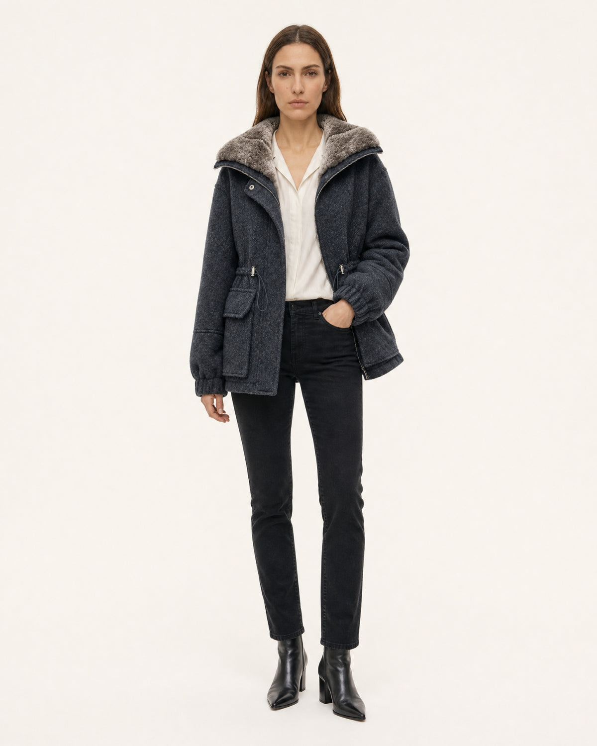 Rex Rabbit Fur Lined Leather Parka Jacket