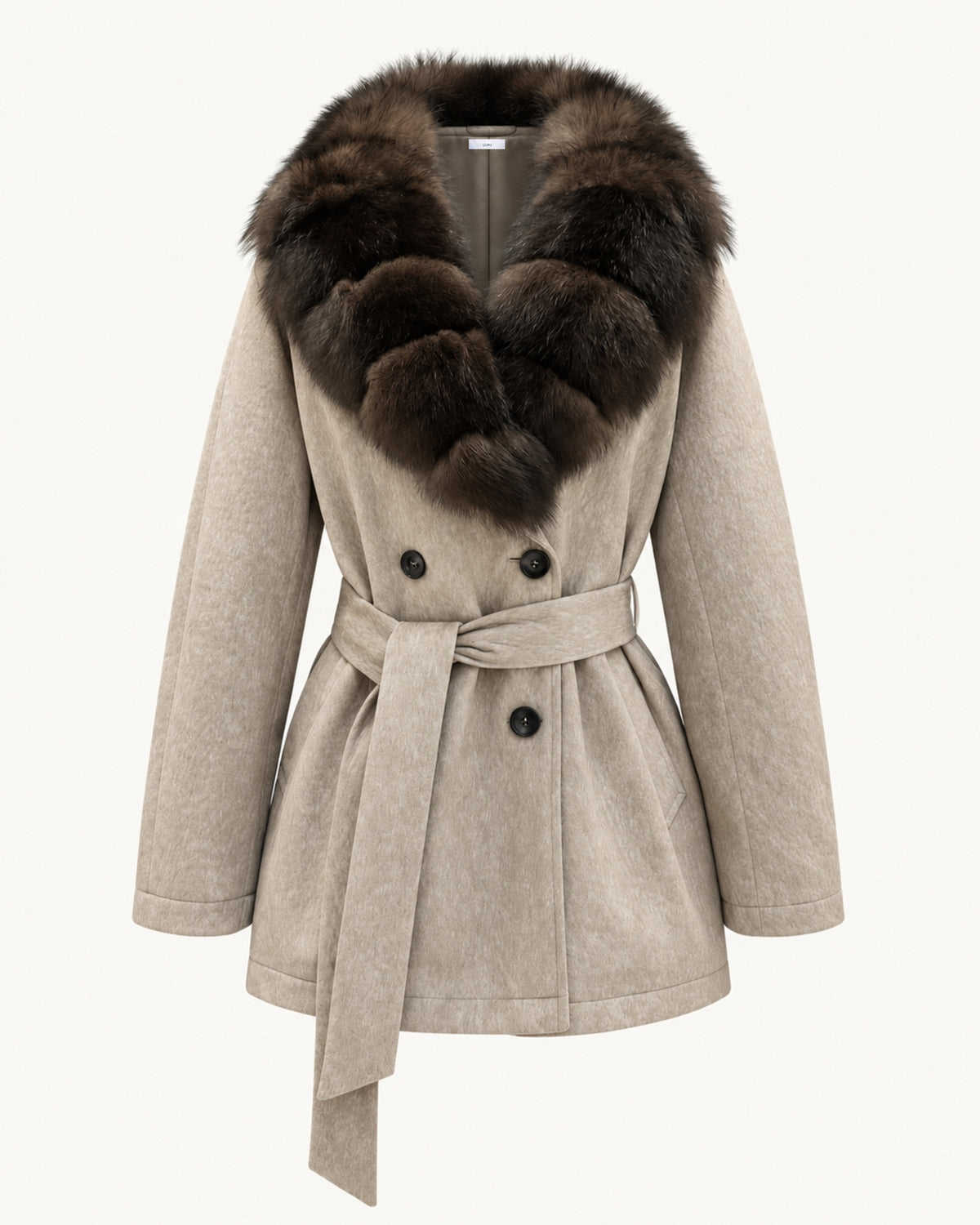 Relaxed Fit Heavyweight Down Coat with Fur Collar Shorter
