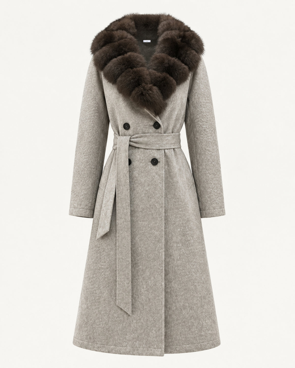 Relaxed Fit Heavyweight Down Coat with Fur Collar Long