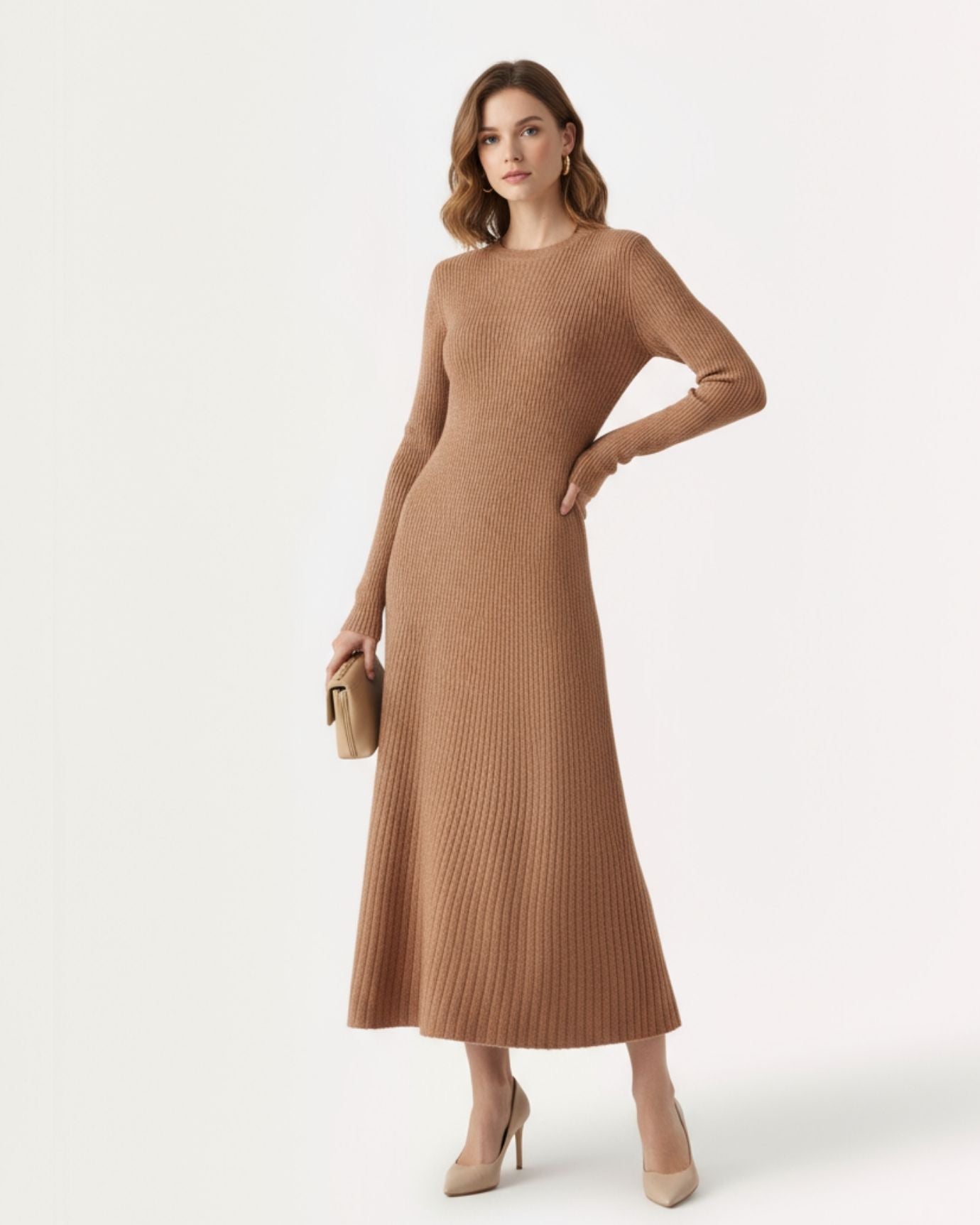 Woman Wool Dress Old Money Style