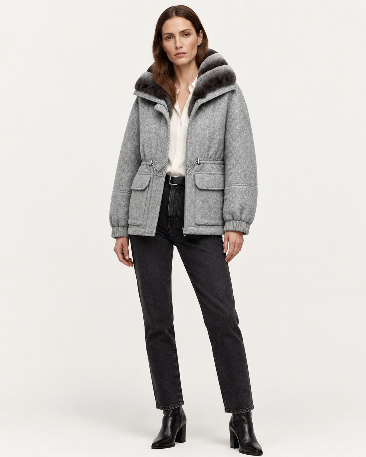 Rex Rabbit Fur Lined Leather Parka Jacket