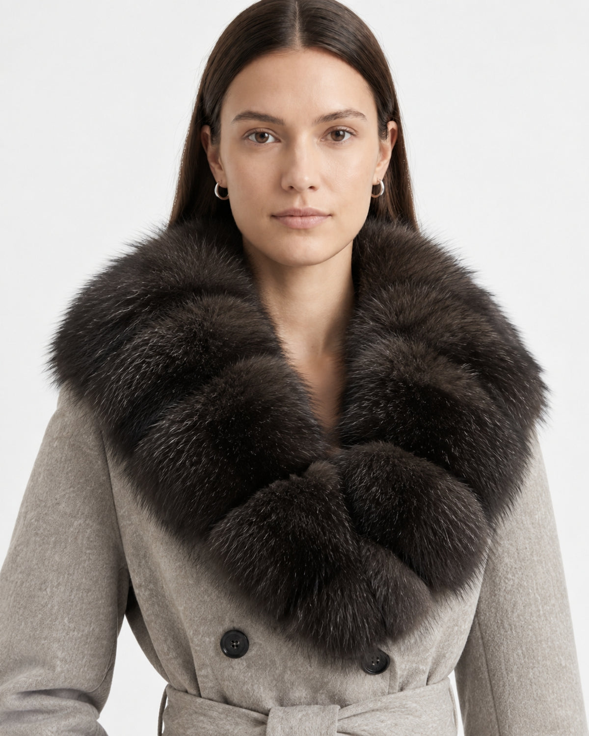Relaxed Fit Heavyweight Down Coat with Fur Collar Shorter