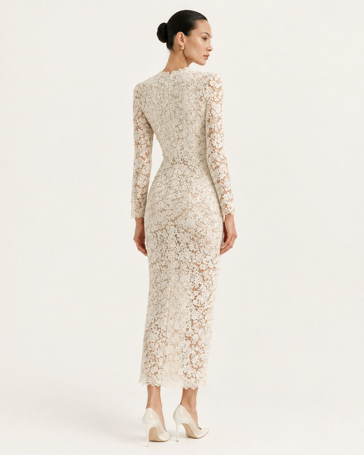 Zoey Tailored V-Neck Lace Evening Dress