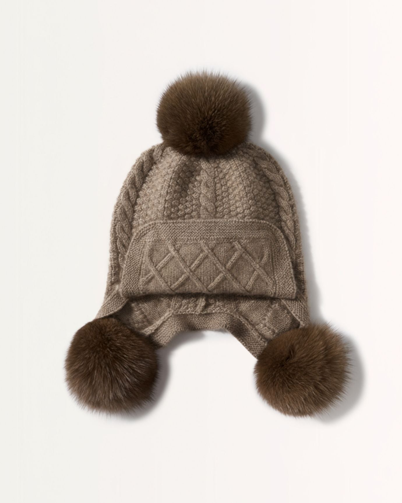 Cashmere and Leather Hat ball twisted casual earmuffs warm