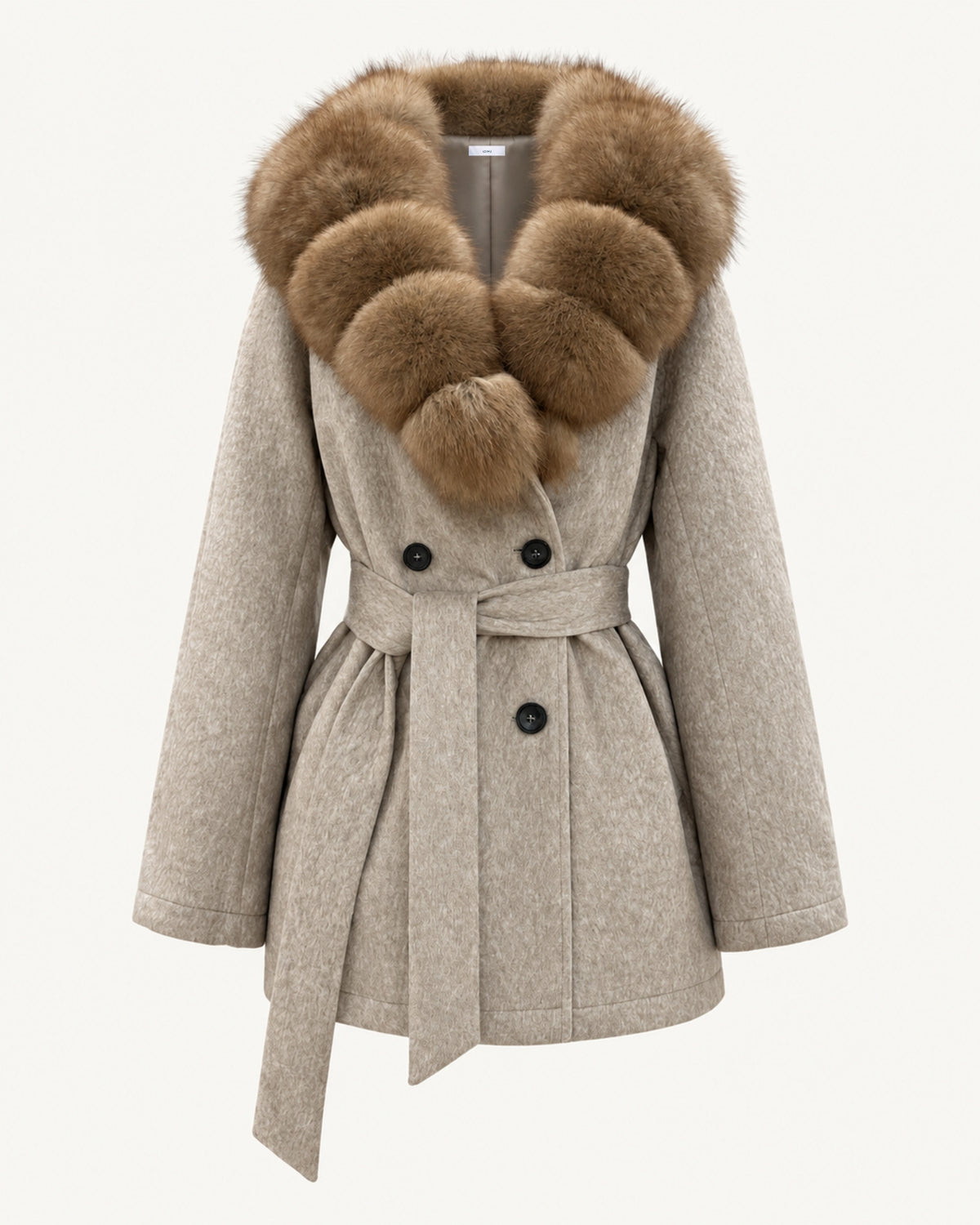 Relaxed Fit Heavyweight Down Coat with Fur Collar Shorter