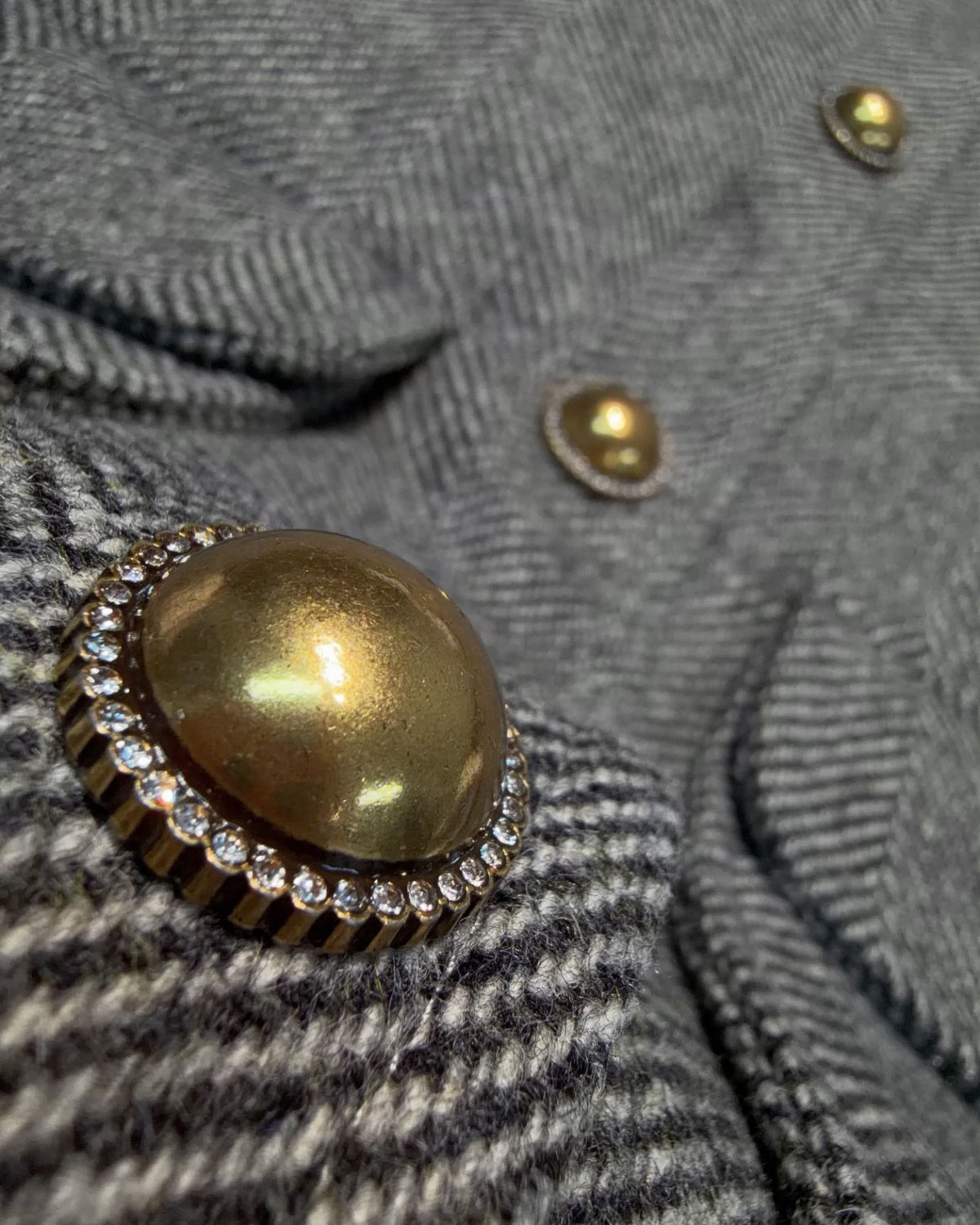 Limited Edition Gray Wool Blazer with Beaded Lace Lapel