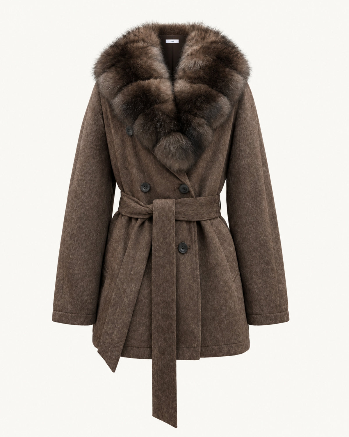 Relaxed Fit Heavyweight Down Coat with Fur Collar Shorter