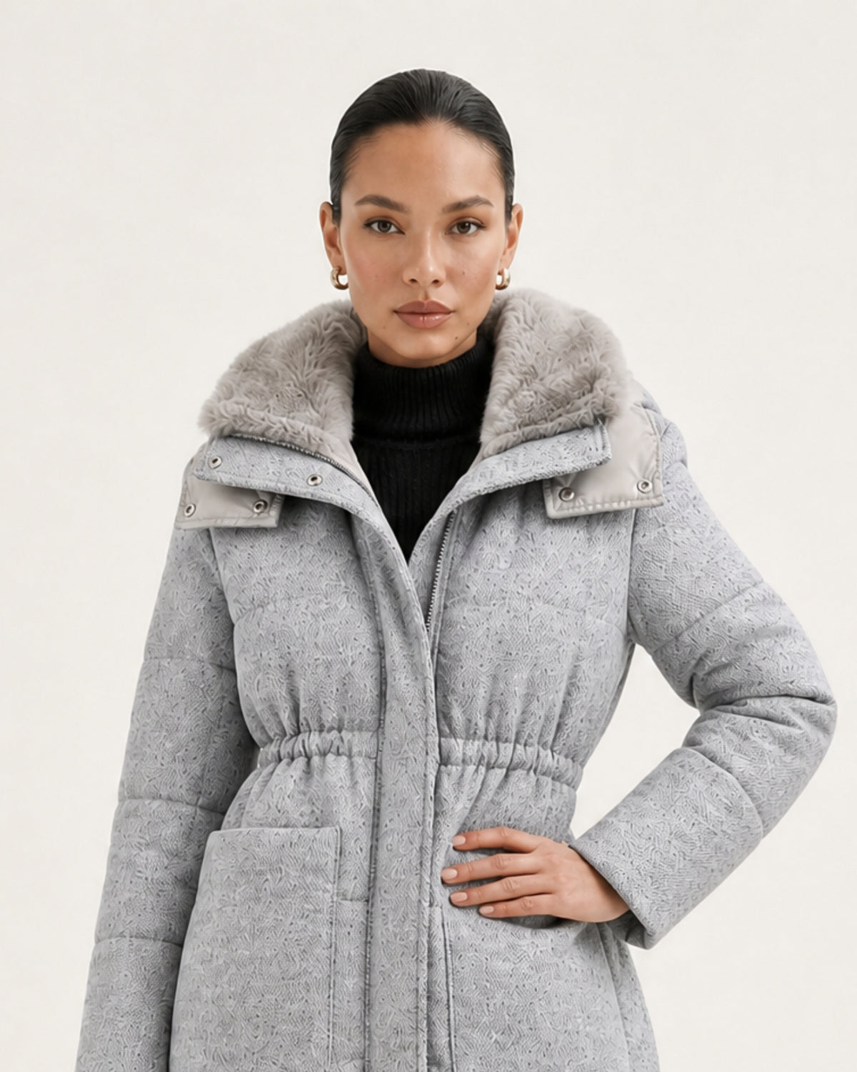 High-End Hooded Cashmere Down Jacket with Mink Collar