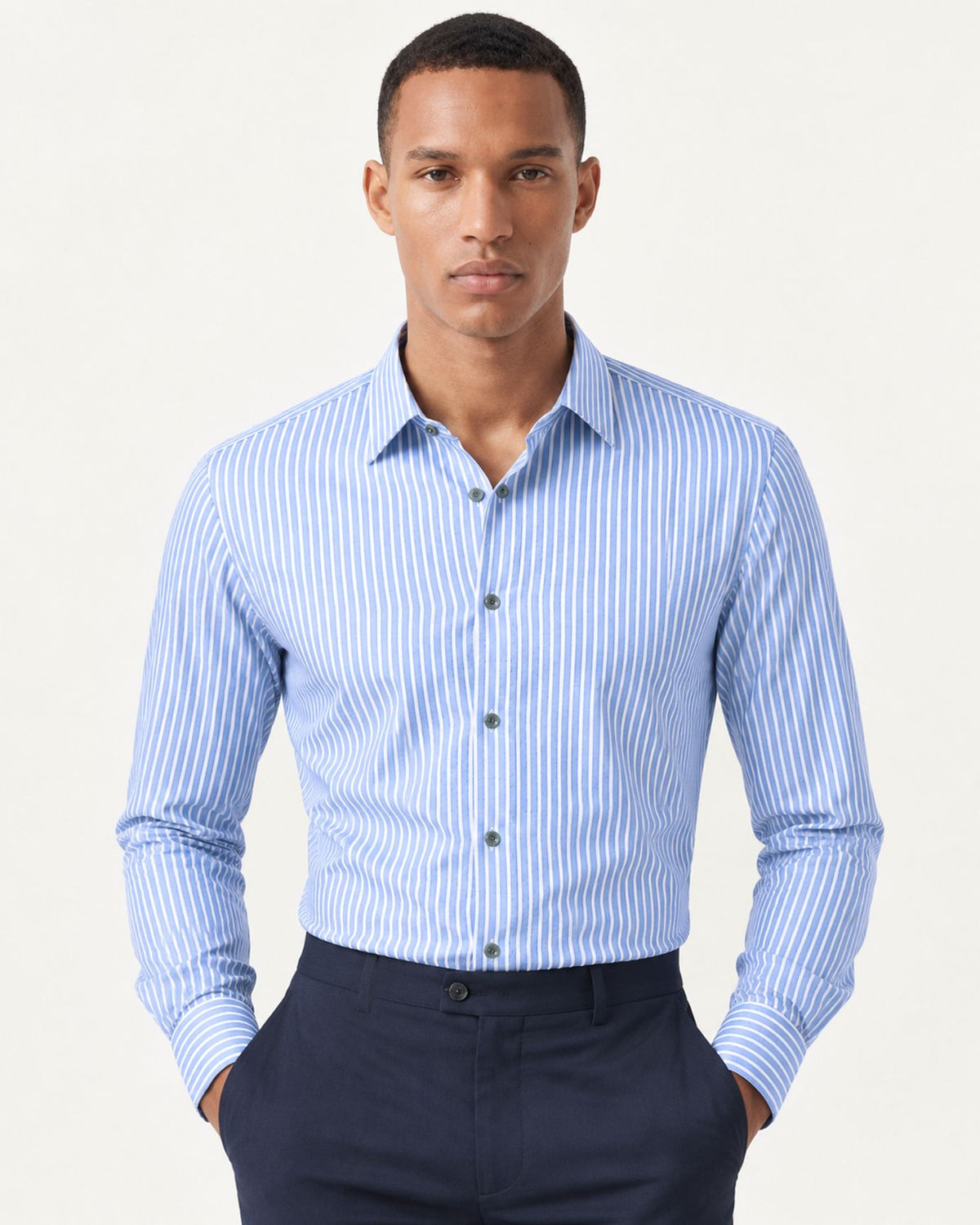 100% Mulberry Silk Long-Sleeve Striped Shirt