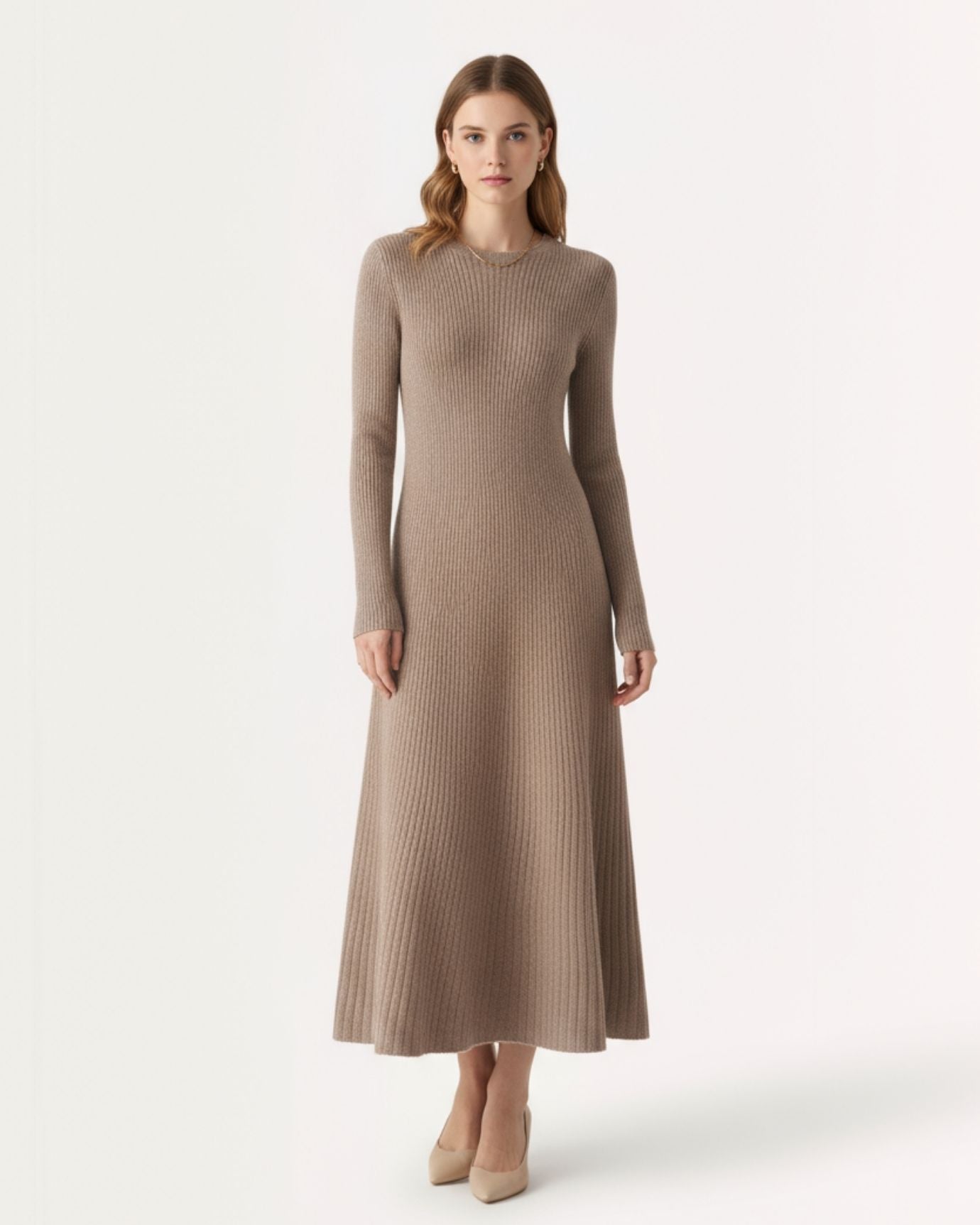 Woman Wool Dress Old Money Style