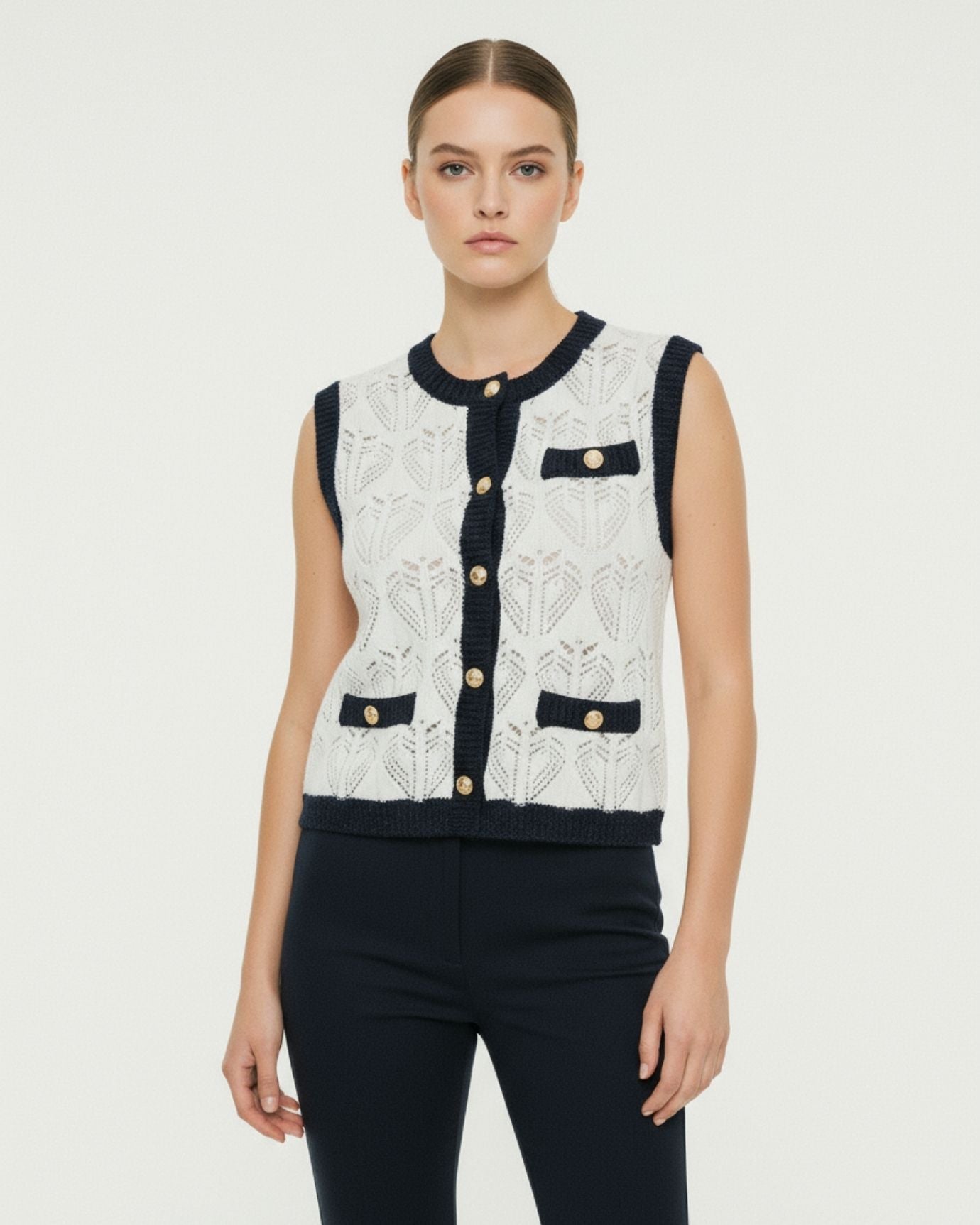 Chaleco de malla jacquard Old Money