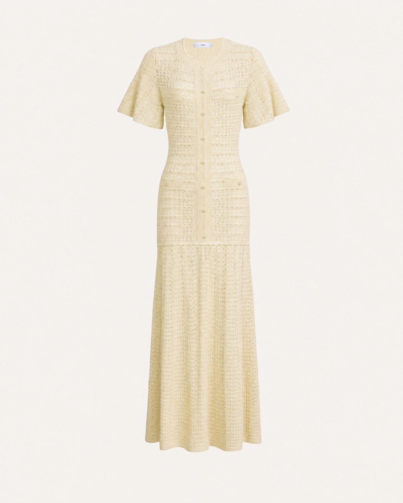 Anna Rhinestone Short-Sleeve Round-Neck Celebrity Dress
