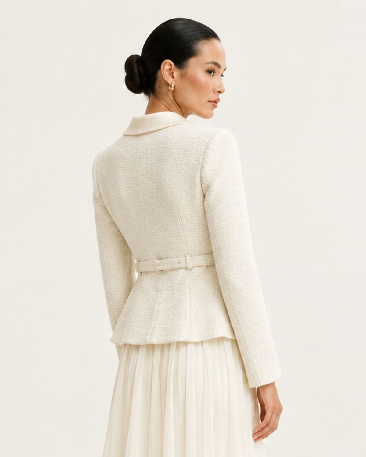 Tailored Lace-Paneled Layered-Look White Maxi Dress
