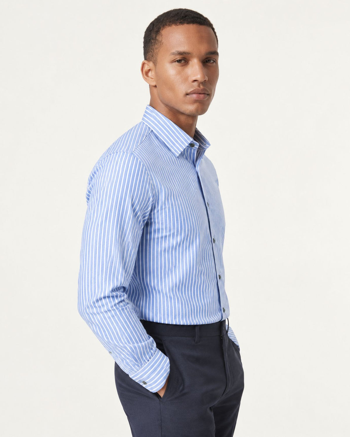 100% Mulberry Silk Long-Sleeve Striped Shirt