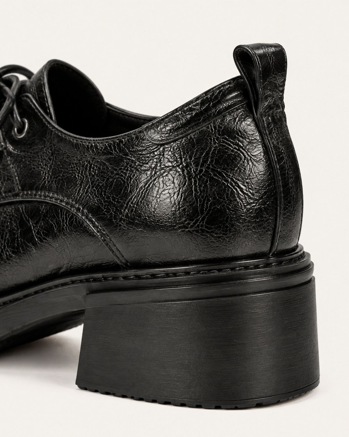 Genuine Leather Lace-Up Block Heel Oxfords