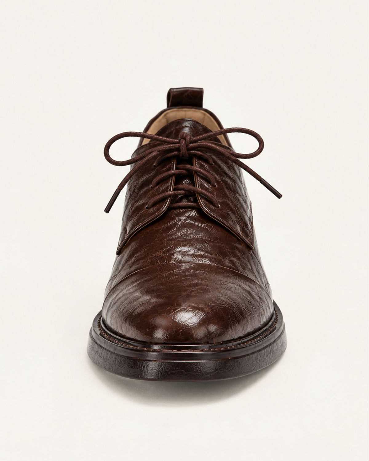 Genuine Leather Lace-Up Block Heel Oxfords