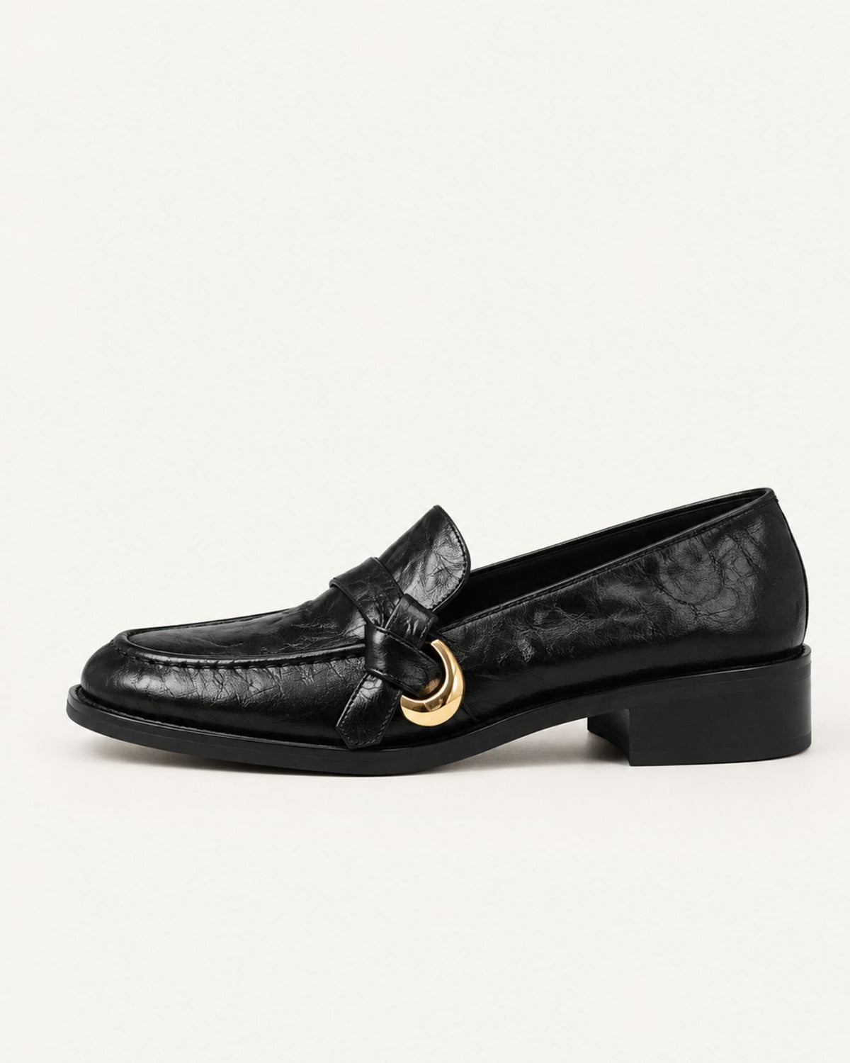 Ny Soft Lambskin Block Mid-Heel Loafers