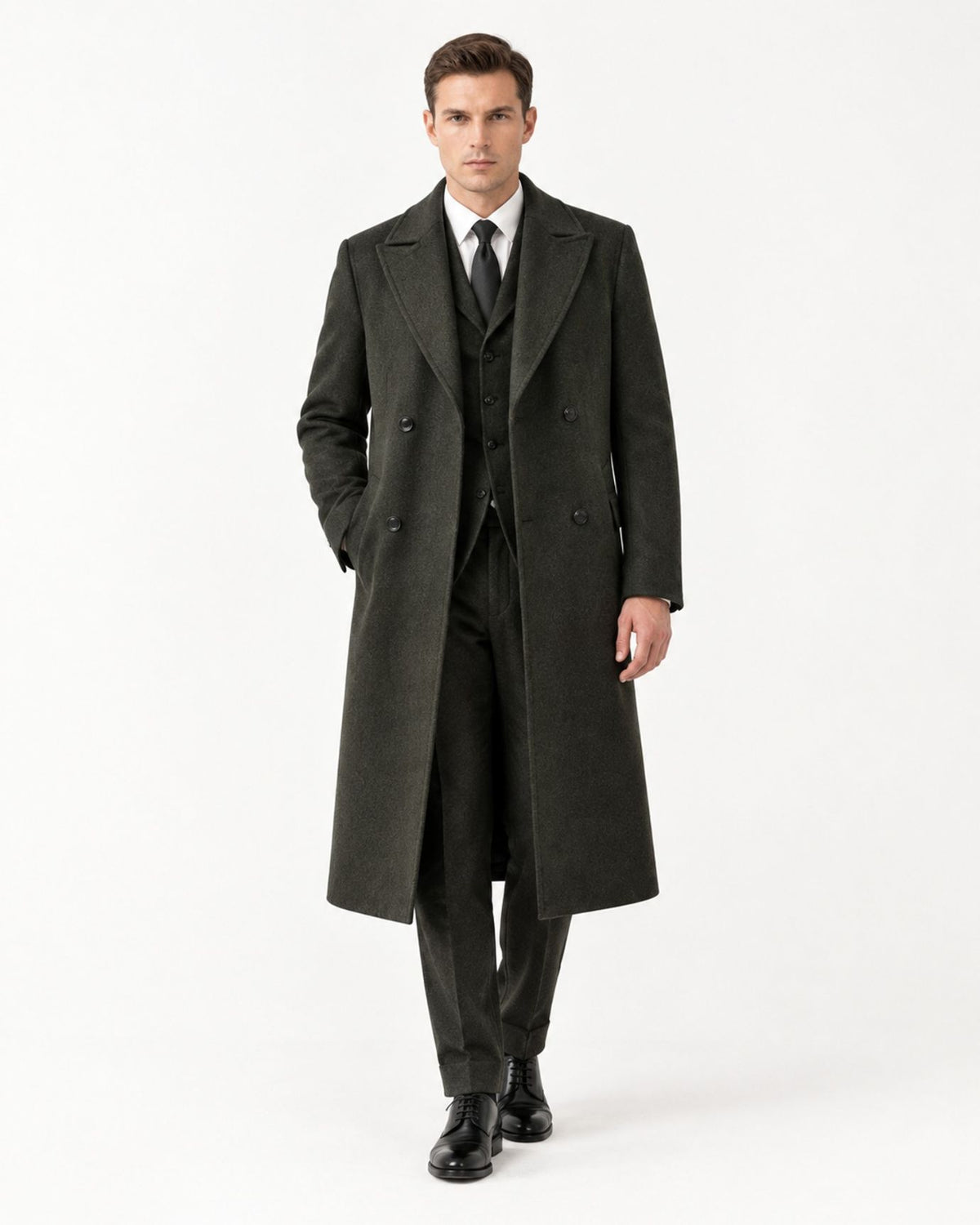 Over-the-Knee Double-Faced Wool Overcoat